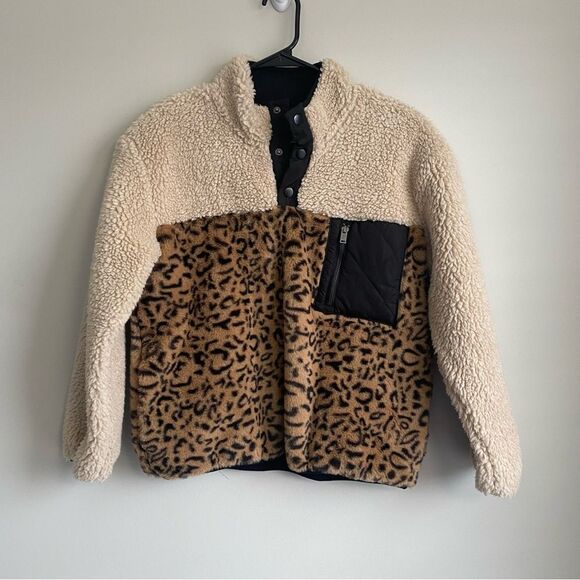Rails Jackets & Blazers - Rails Saga Leopard Print Teddy Quarter-Zip Pullover Jacket